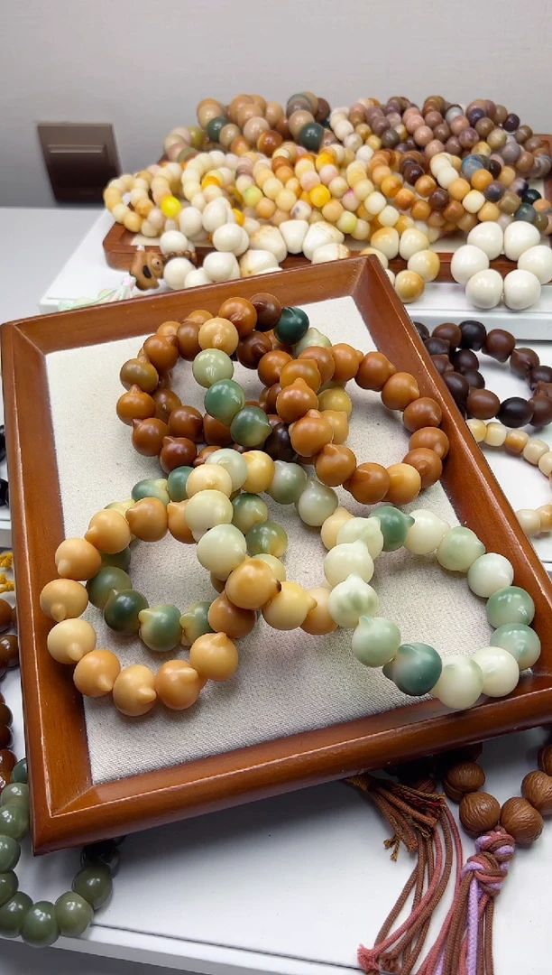 手串菩提根/象牙果沐n70干磨猫猫头21mm手串瑕疵不补随机