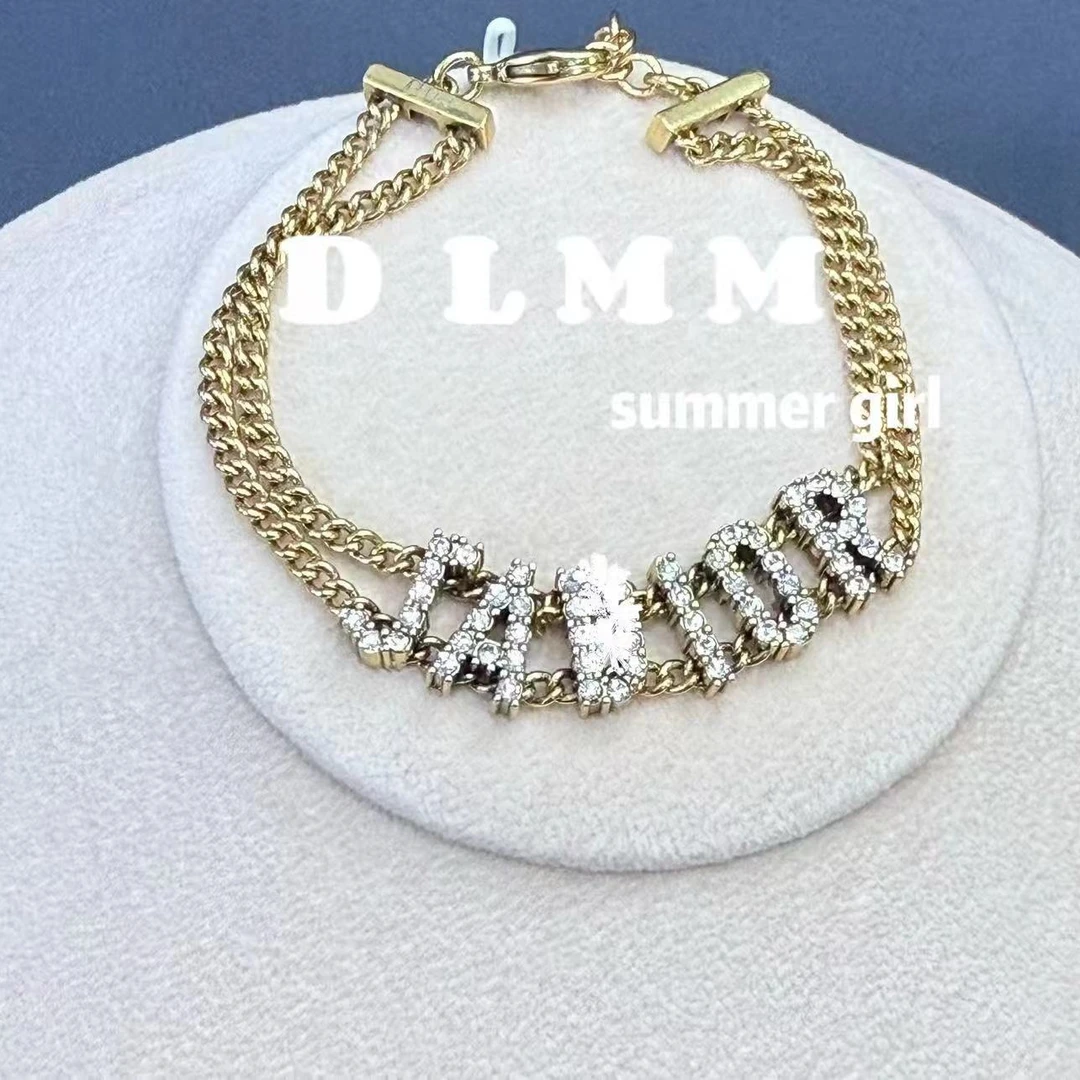 铜合金合成锆石手链 时尚字母中古经典手链L008