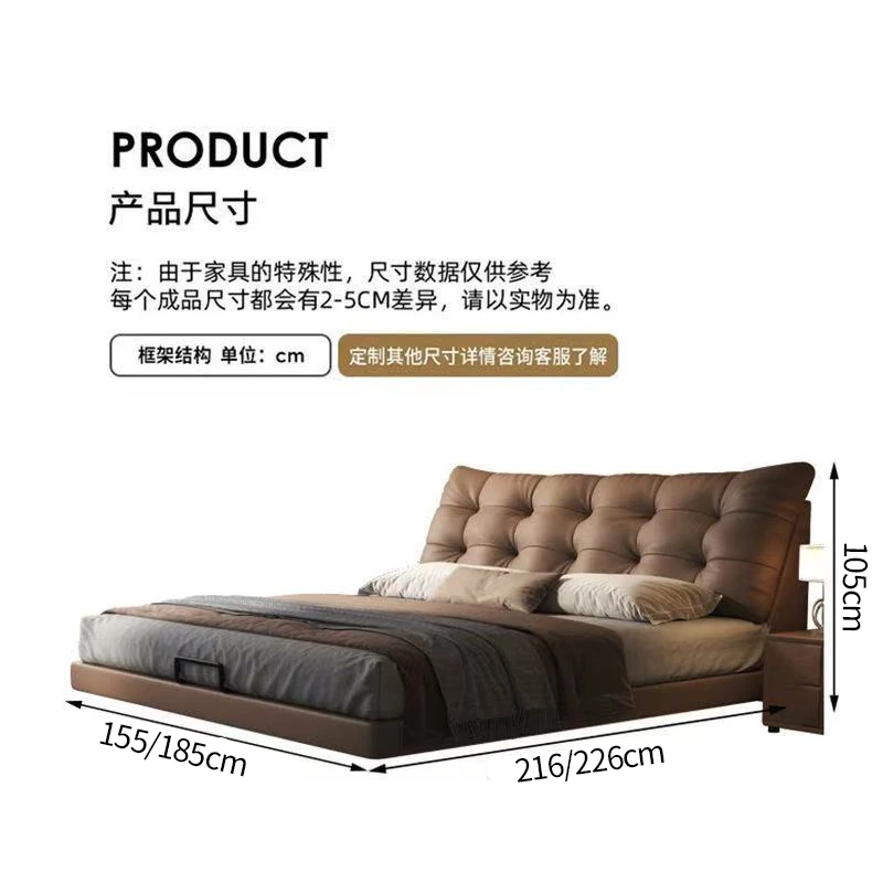 【苏宁小店专属】头层牛皮悬浮床主卧室1.5米1.8米储物床婚床双人床