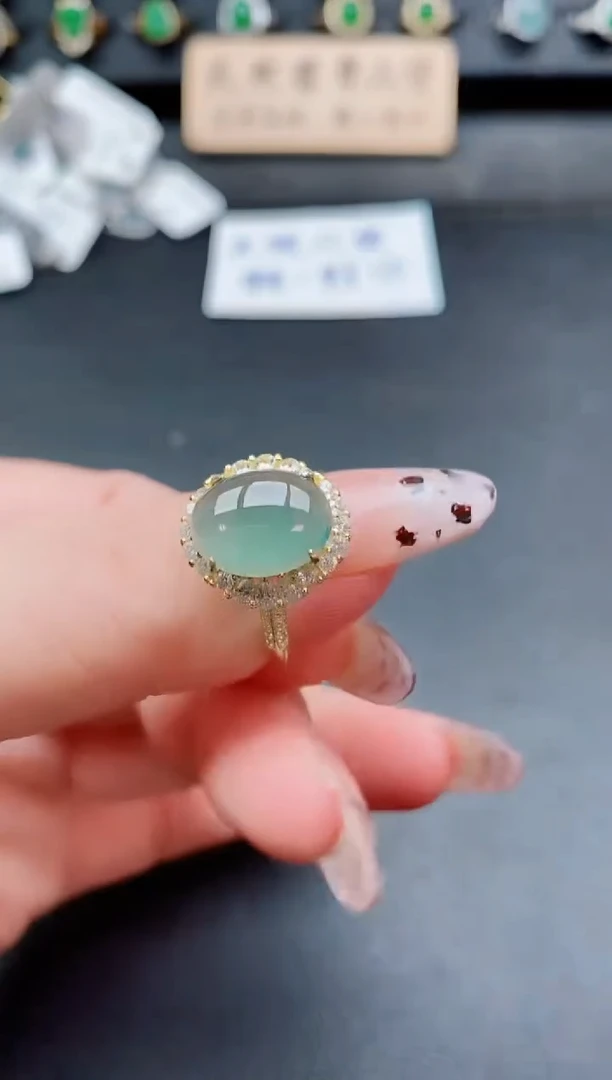 银S925镶嵌戒指翡翠1