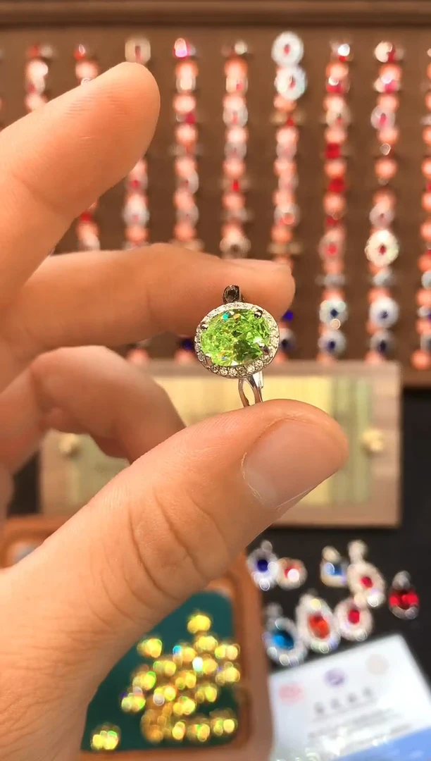 橄榄石戒指银S925镶嵌......