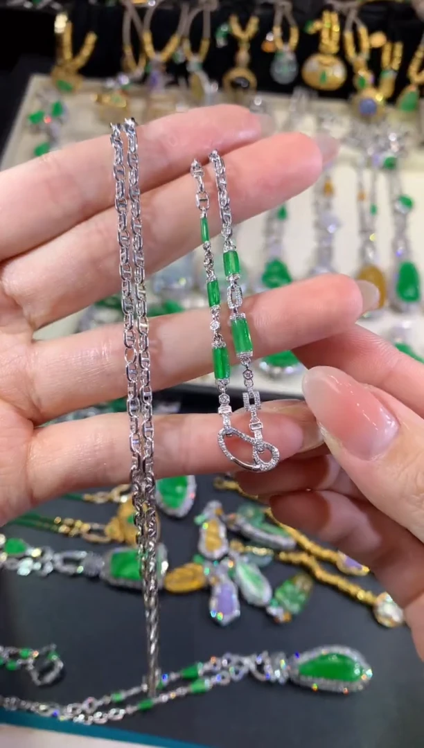 颈饰18K金镶嵌翡翠125-百搭链