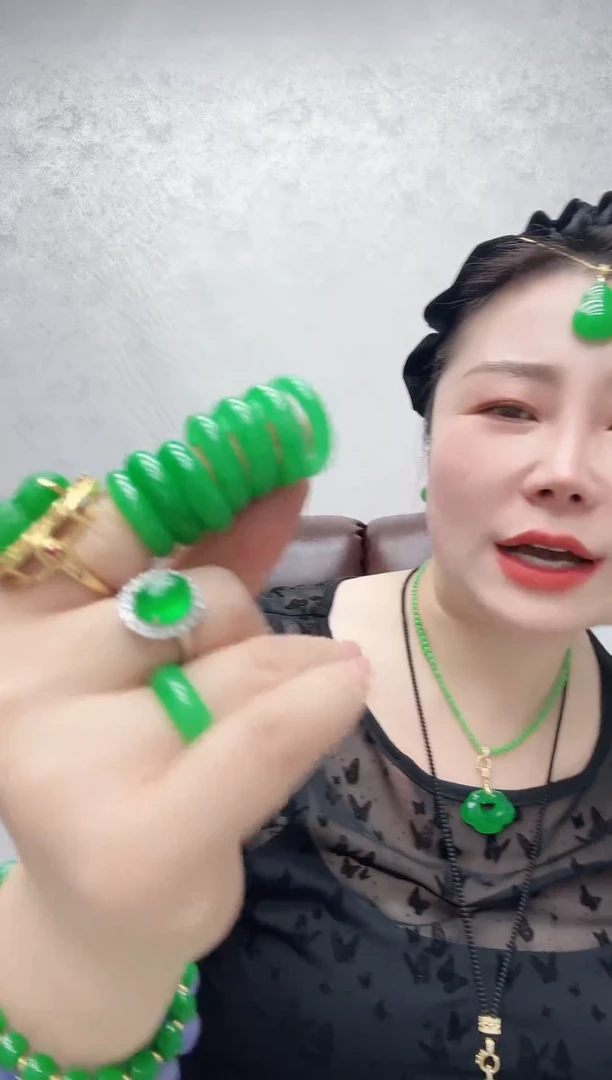 未镶嵌戒指翡翠满绿戒圈小号
