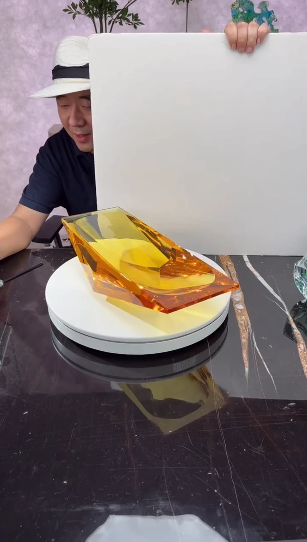 摆件CS0101028琥珀金冰湖艺术琉璃摆件