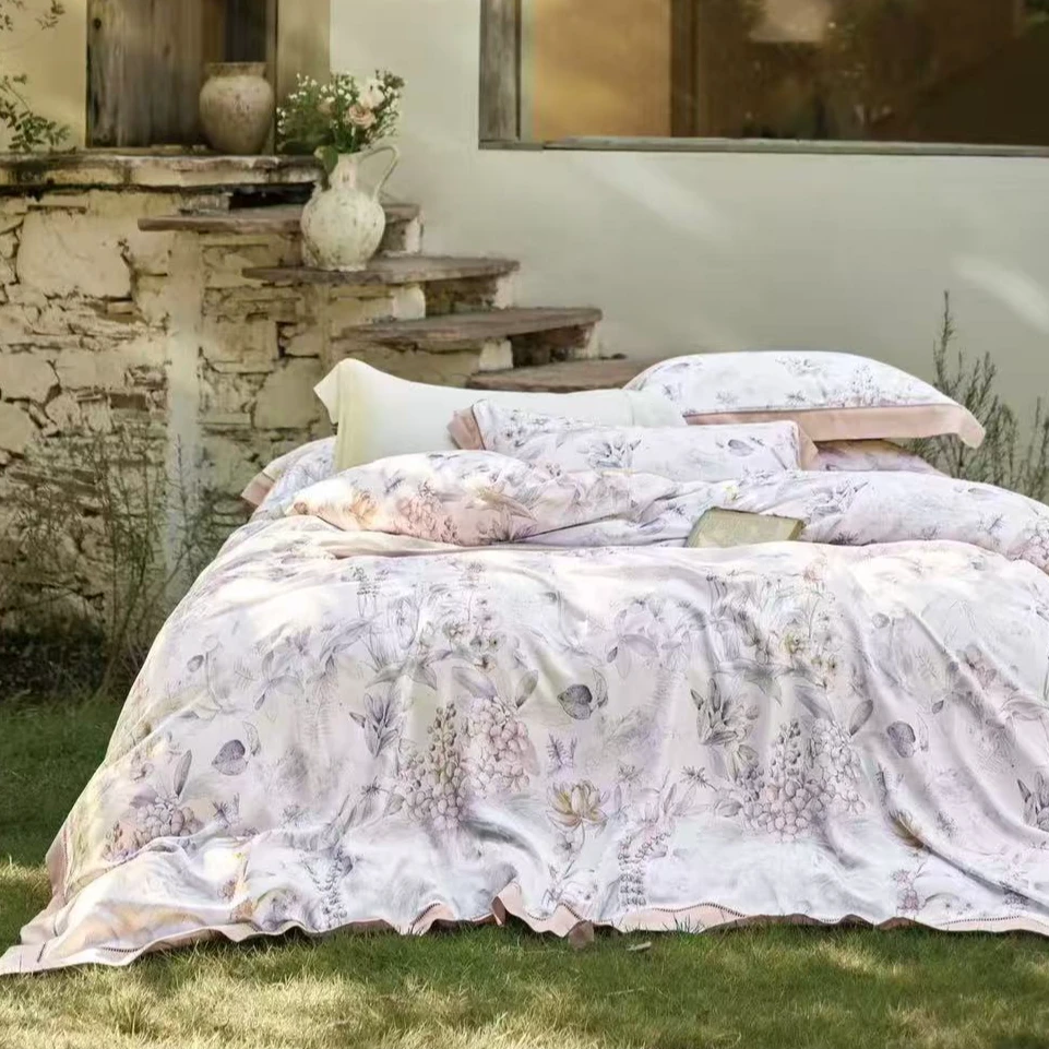 蚕丝拼角100S兰精天丝夏被 繁花枝恋-紫150*200/200*230夏凉被