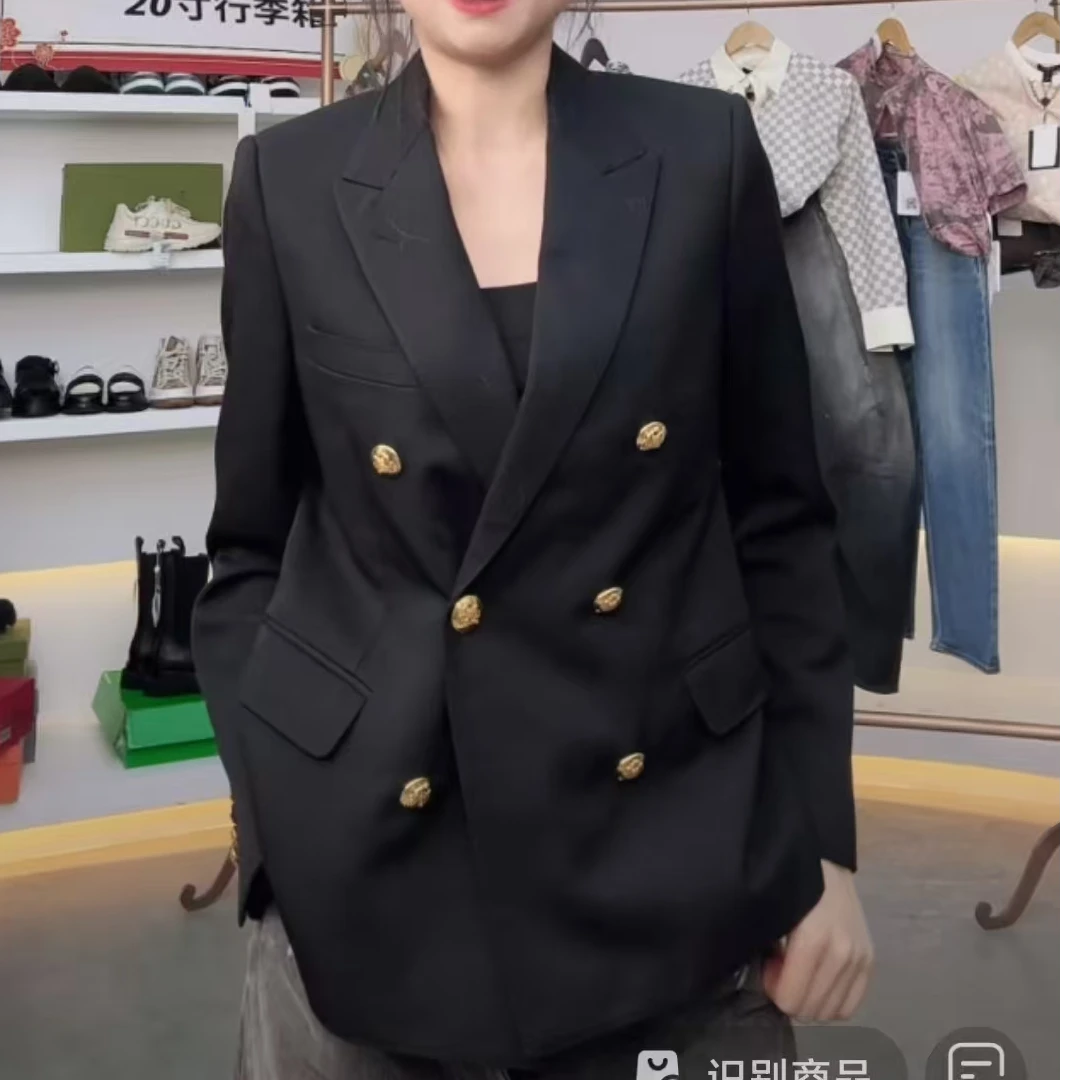 未使用 Celine/思琳 戗驳领金扣西装外套 黑色/36
