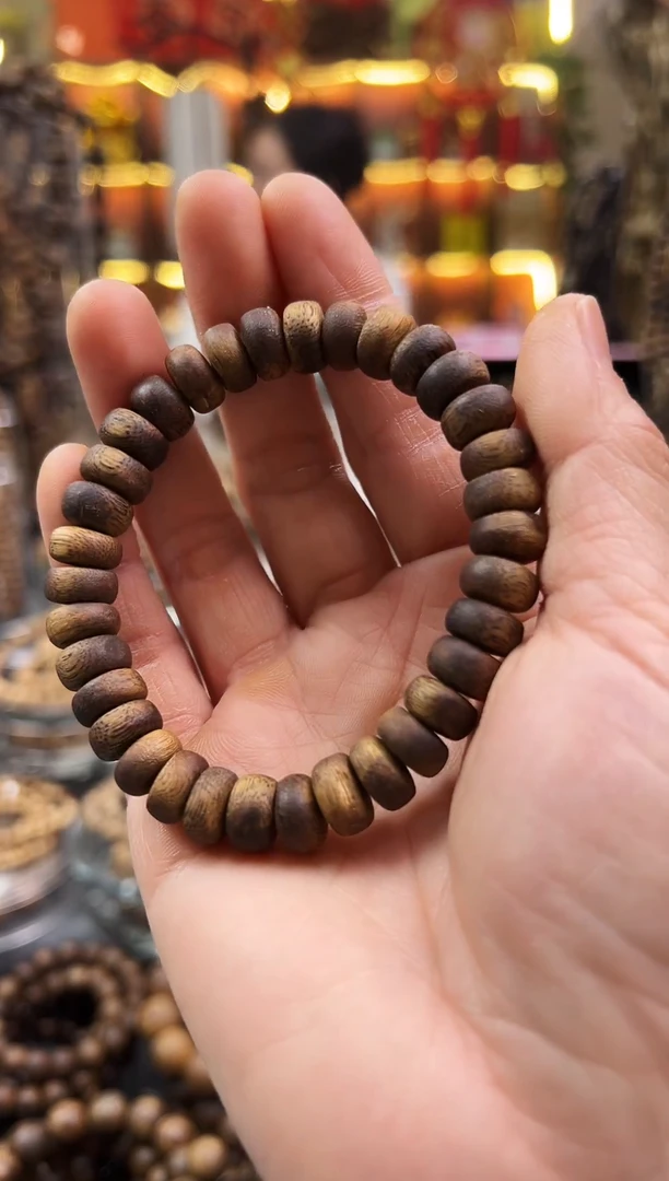 沉香手串棋楠张勺子算盘珠单圈
