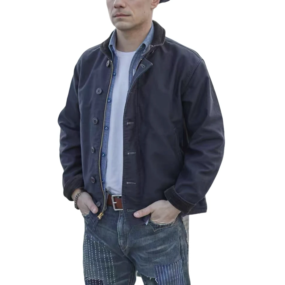 双RJungle Cloth Deck Jacket竖坑纹复古甲板夹克外套Y