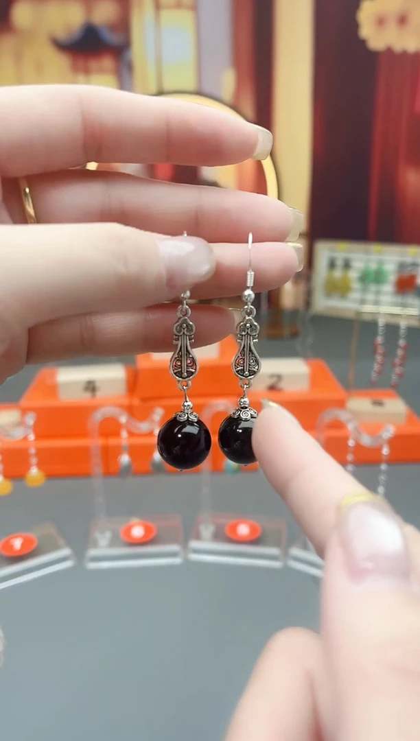 未镶嵌黑曜岩耳饰314