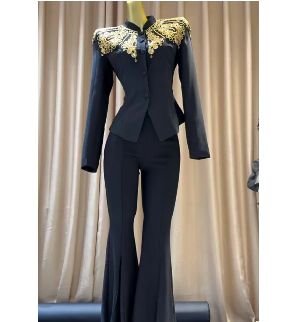 预盛雅姿【黑夜繁星】早秋长袖立领重工外套F(衣长55左右)12050-1