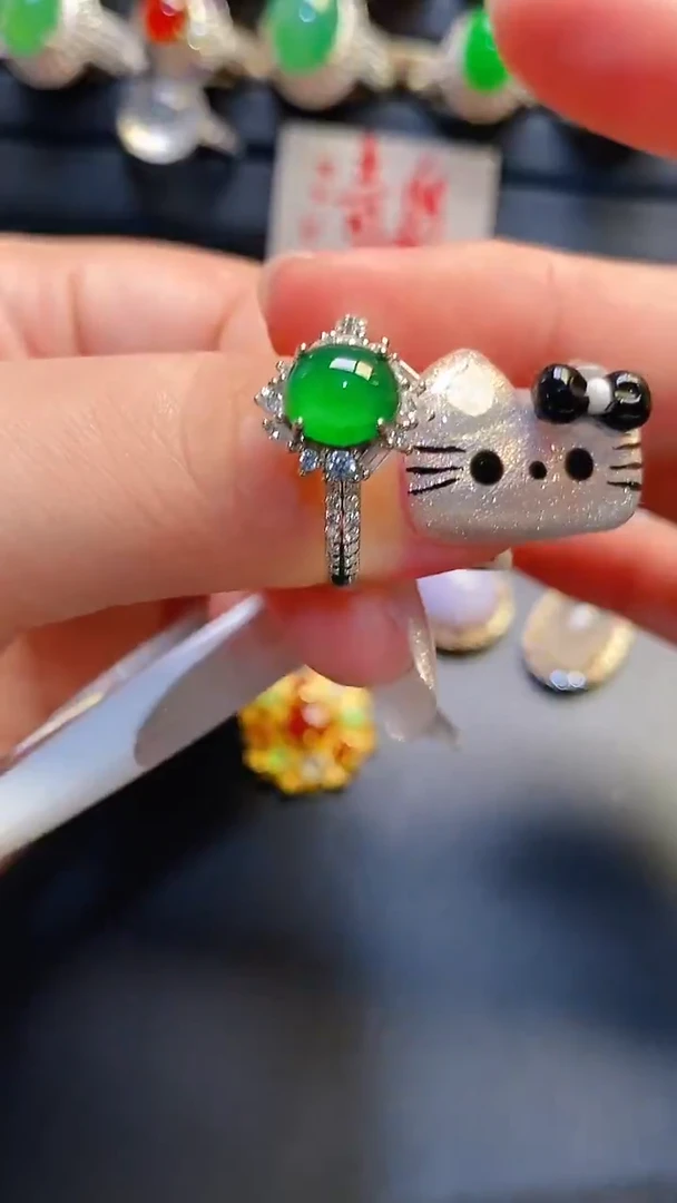 银S925镶嵌戒指翡翠天然