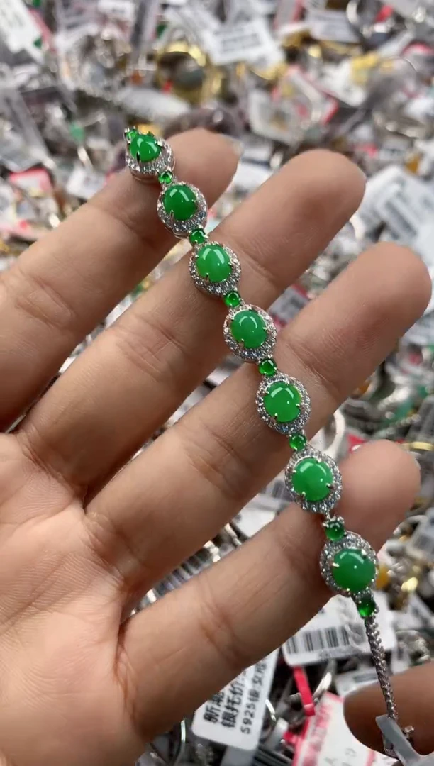 银S925镶嵌戒指翡翠777----10
