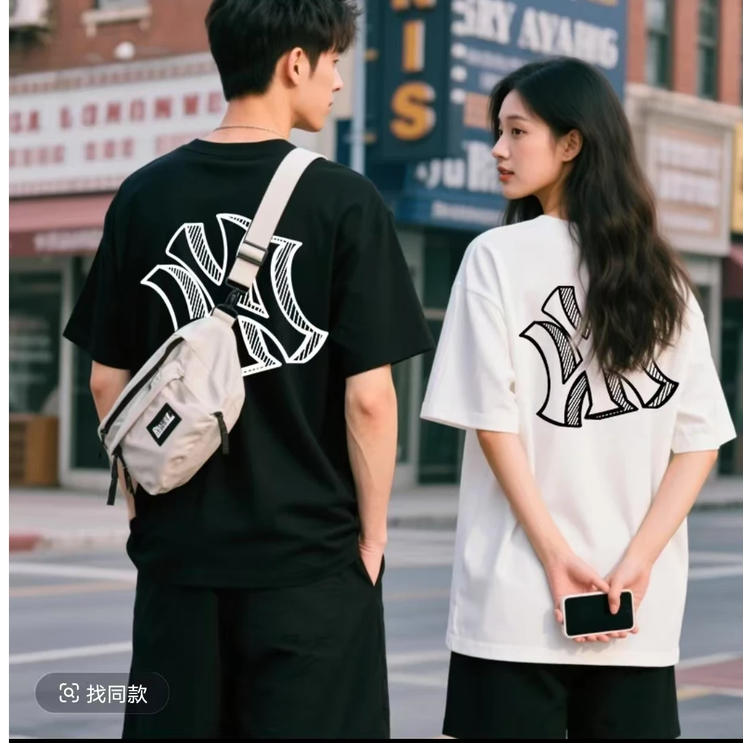 夏季半袖常规款山系短袖国潮印花T恤情侣运动免烫