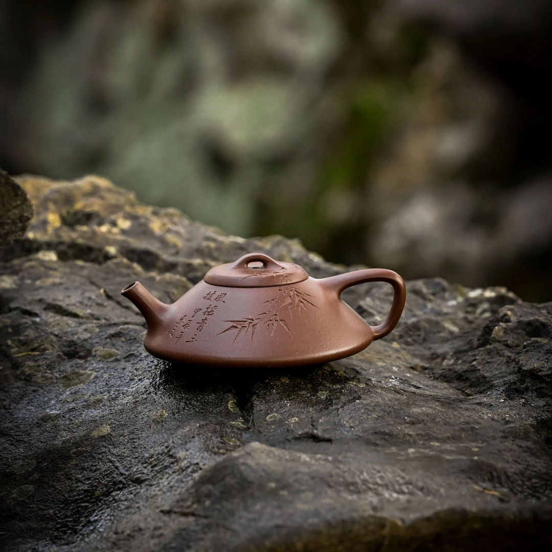 【底槽清·合瓢壶】刻绘随发 原矿紫砂底槽清精工手制合瓢壶150cc范