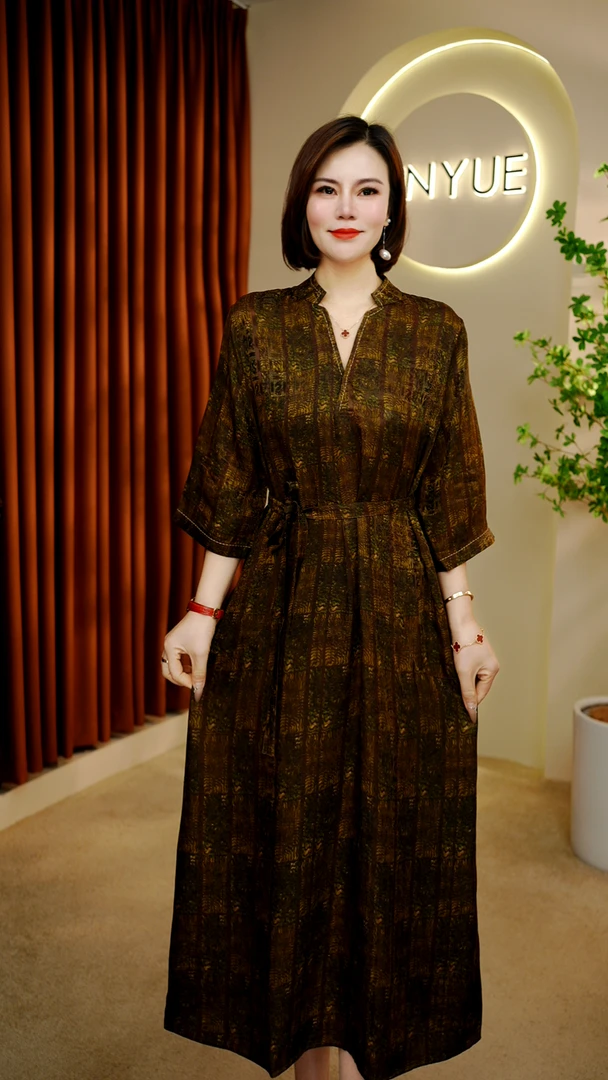 【妍如】2025新款双面双穿早春简约休闲气质连衣裙1565A