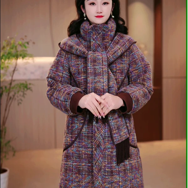 大码雪尼尔绒外套棉服保暖连帽加厚冬装女士毛呢时尚百搭SXE-5827