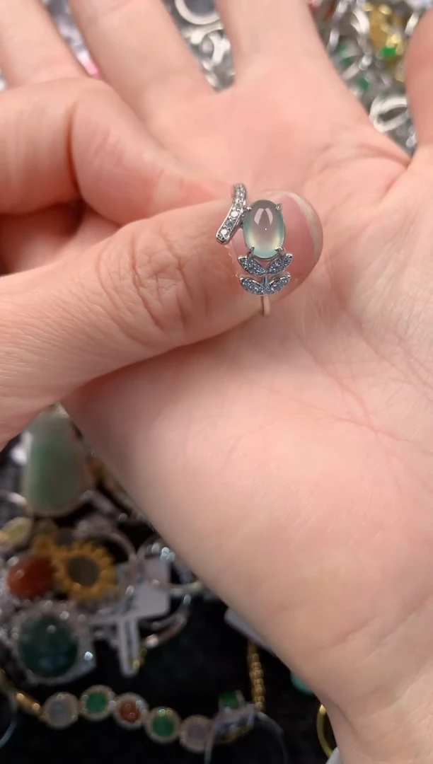 银S925镶嵌戒指翡翠222   8