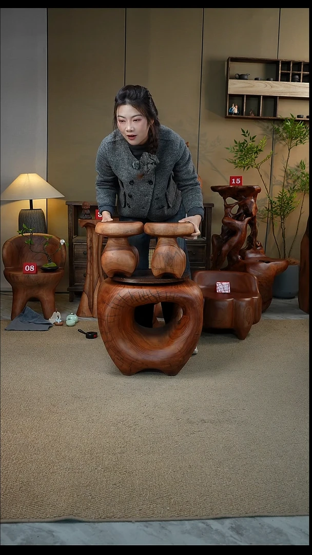 香樟木整木一体凳25-24-26