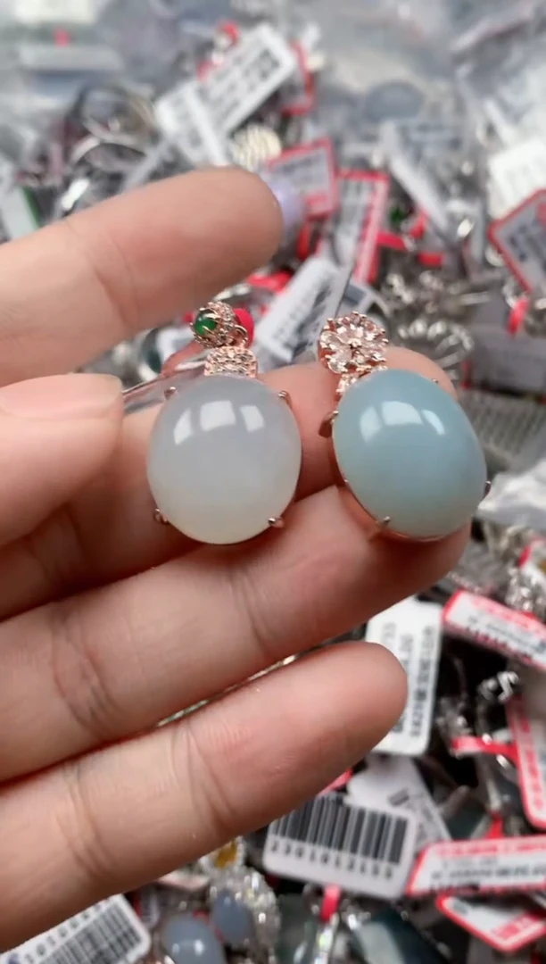 银S925镶嵌戒指翡翠天然A货缅甸翡翠