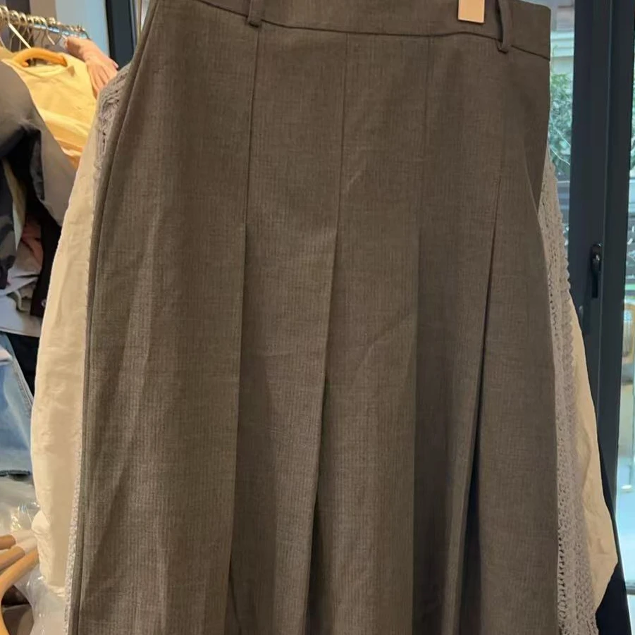 【NO退NO换】韩国东大门2025春款灰色百褶裙半身裙