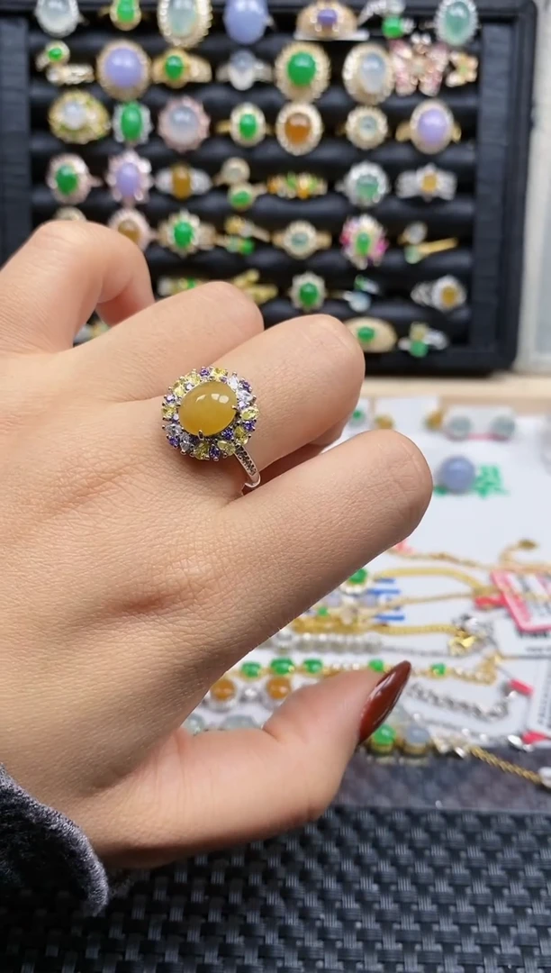 银S925镶嵌戒指翡翠367