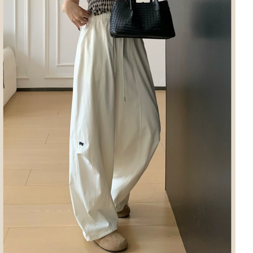 【长裤系列】爱心刺绣 直筒宽松 显瘦休闲阔腿裤