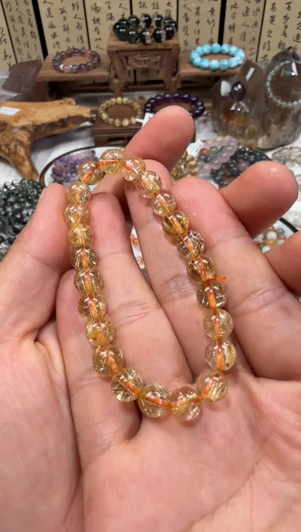 未镶嵌手串水晶SJ-30金发晶钛金 天然水晶 默认微瑕