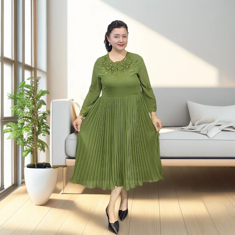 【AYTU】春季新款蕾丝领显瘦显气质百褶裙