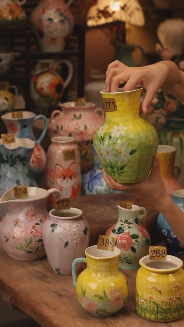 陶瓷271景德镇设计师手作花器摆件侘寂风