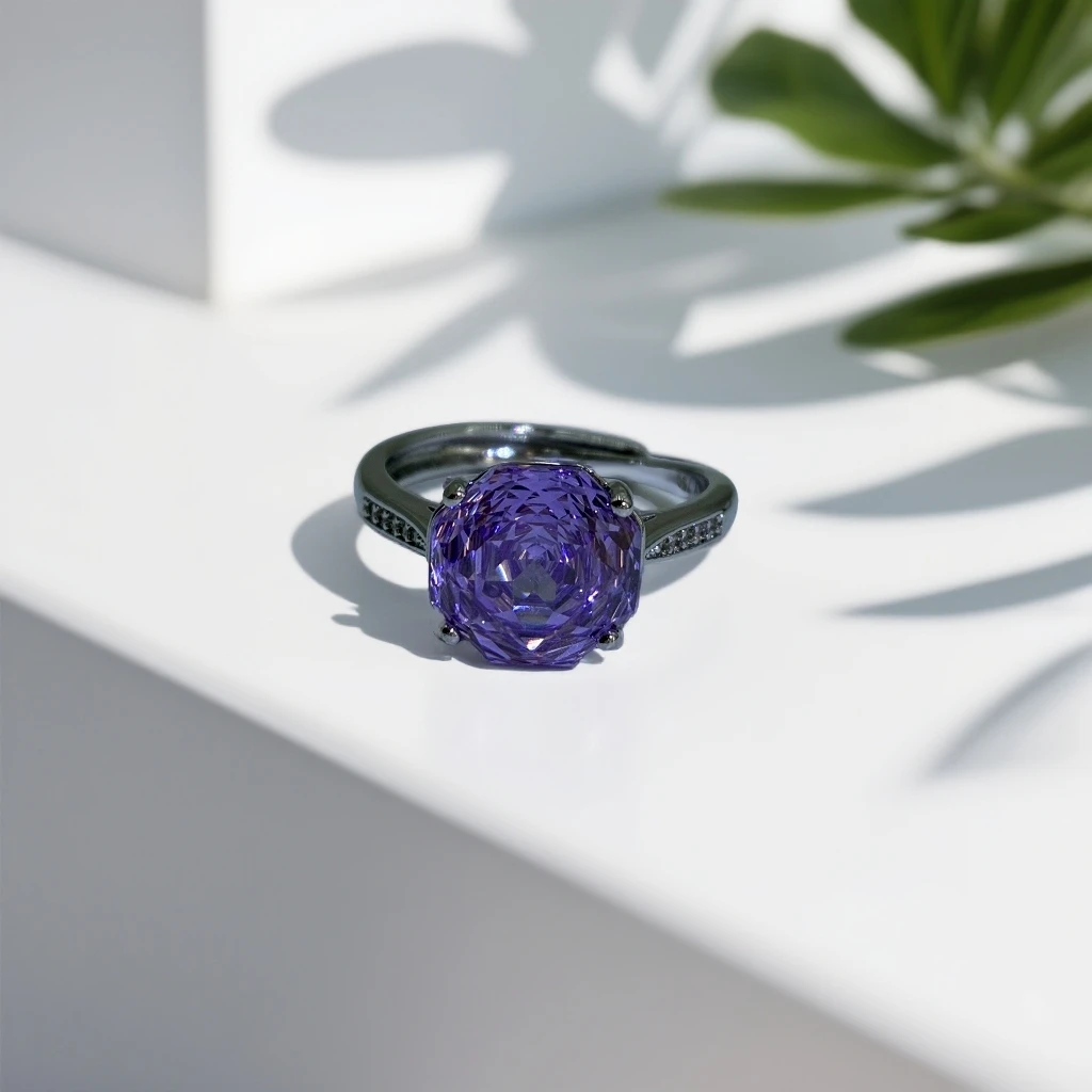 【杜美莎】高订合金合成戒指 MM041 巴西暴力紫宝豪镶戒指