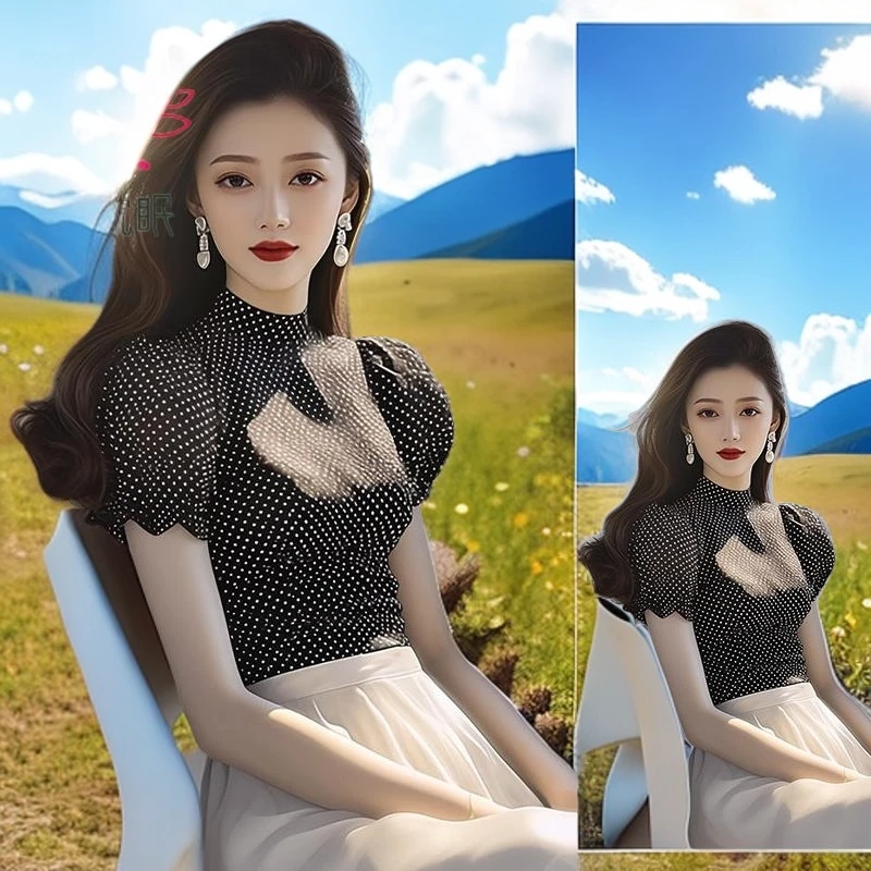 画枕眠设计感小众夏季独特别致时尚法式轻奢波点泡泡短袖衬衫女士
