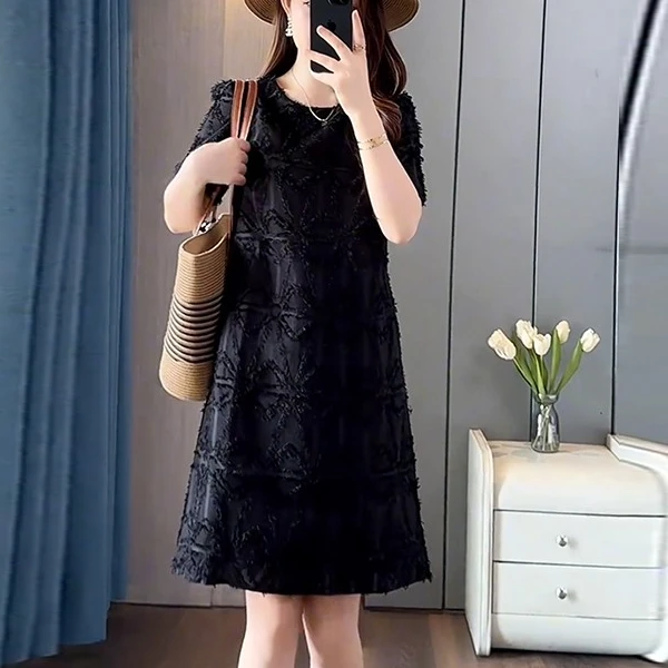 欧货高端轻奢大码宽松裙子2025夏季新款高级感遮肉显瘦气质连衣裙