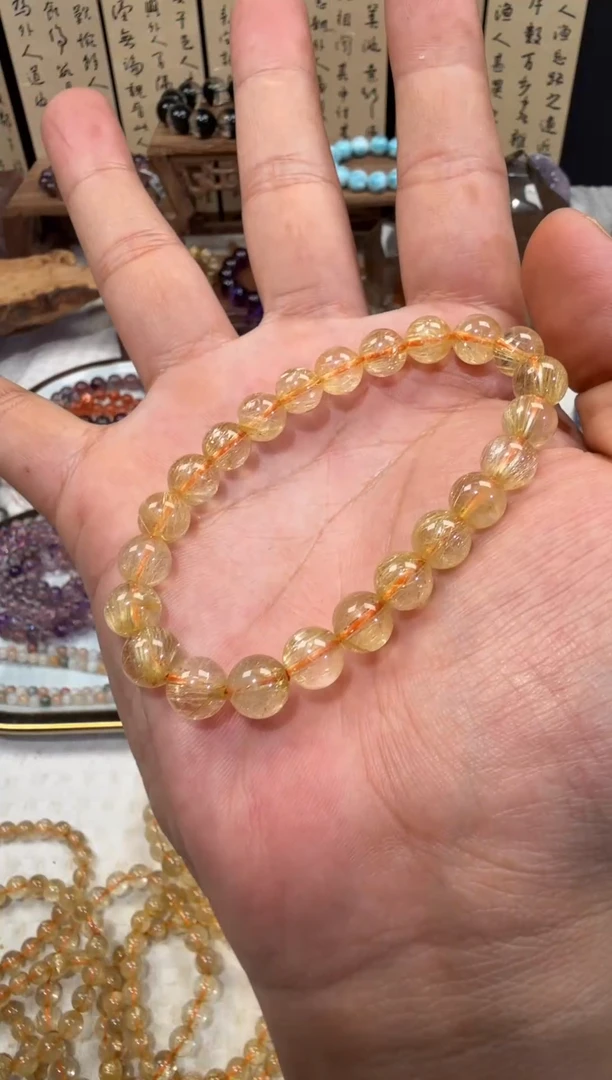 未镶嵌手串水晶SJ-101金发晶钛金 天然水晶 默认微瑕