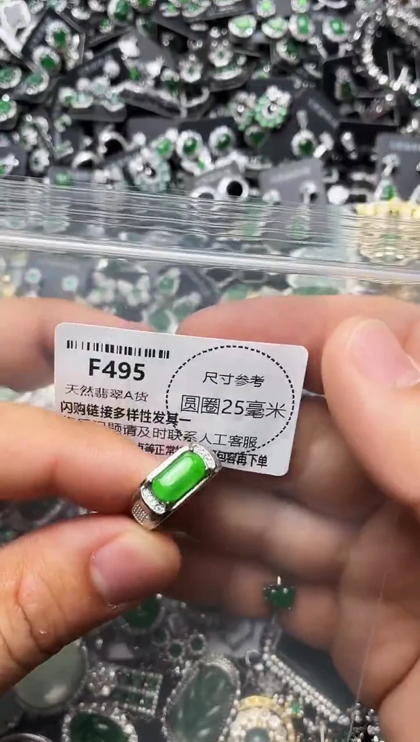 翡翠未镶嵌颈饰F495戒指