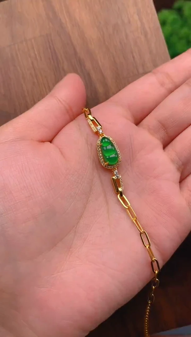 【闪购商品】翡翠手链银S925镶嵌豆子手链