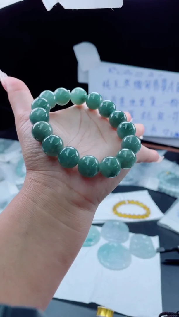 未镶嵌定制翡翠珠串13.4