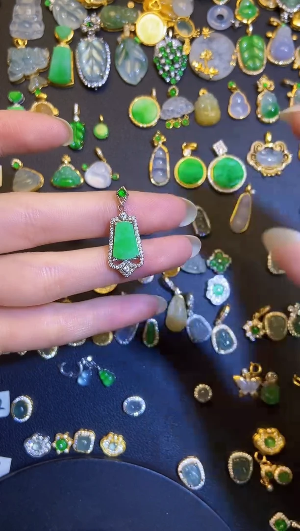 吊坠(不含链)银S925镶嵌翡翠1