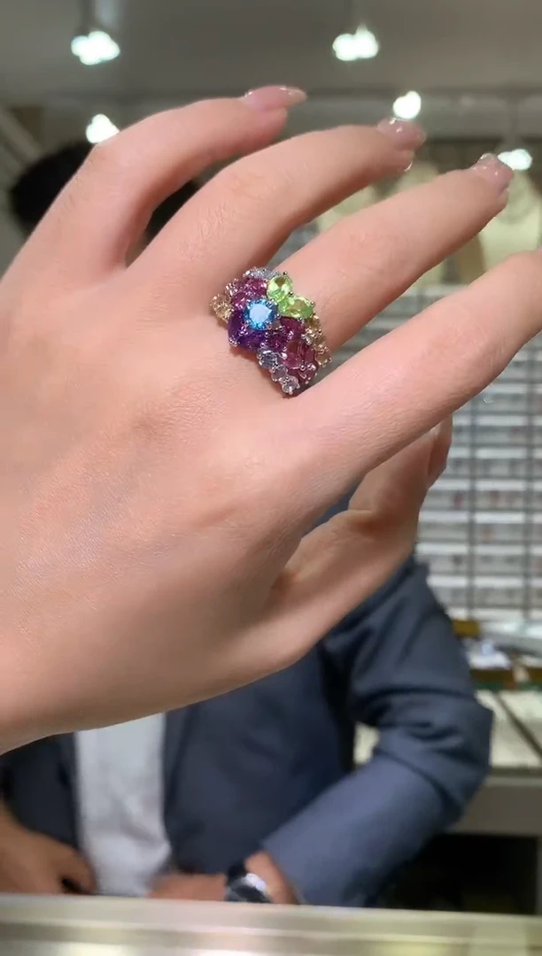 银S925镶嵌戒指水晶【宝石世家严选】