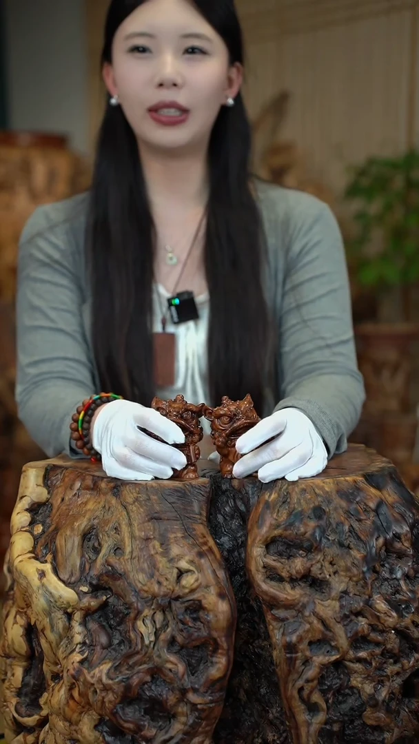 枣木雷击枣木进财狮*2+莲花底座*2