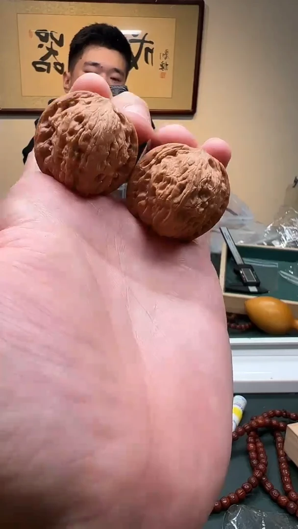 文玩核桃把件34mm 磨盘1对 35号