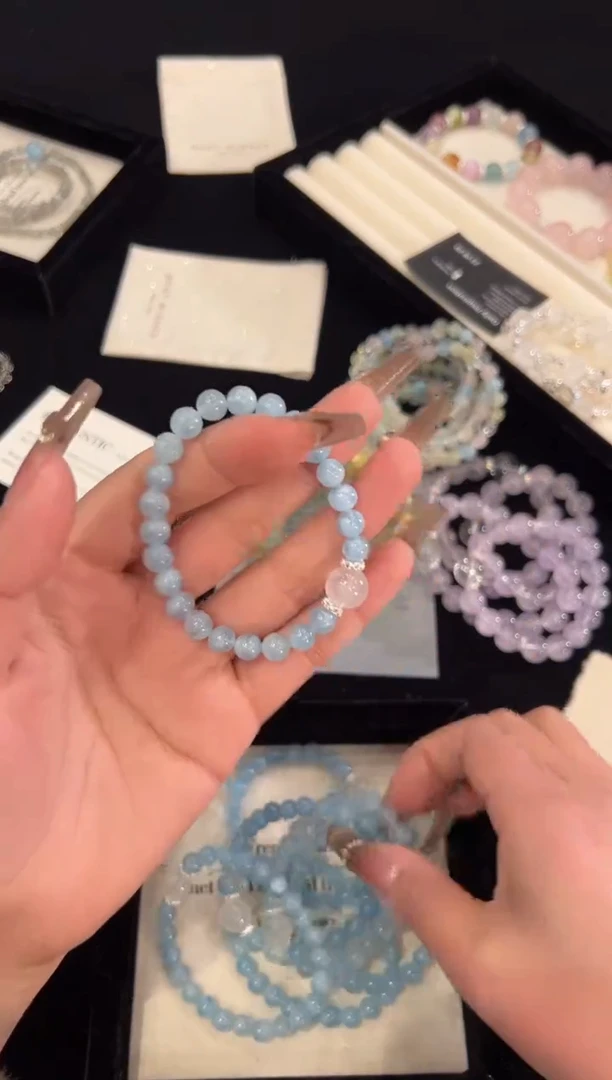 【闪购商品】水晶手链合金海蓝宝手链x1273