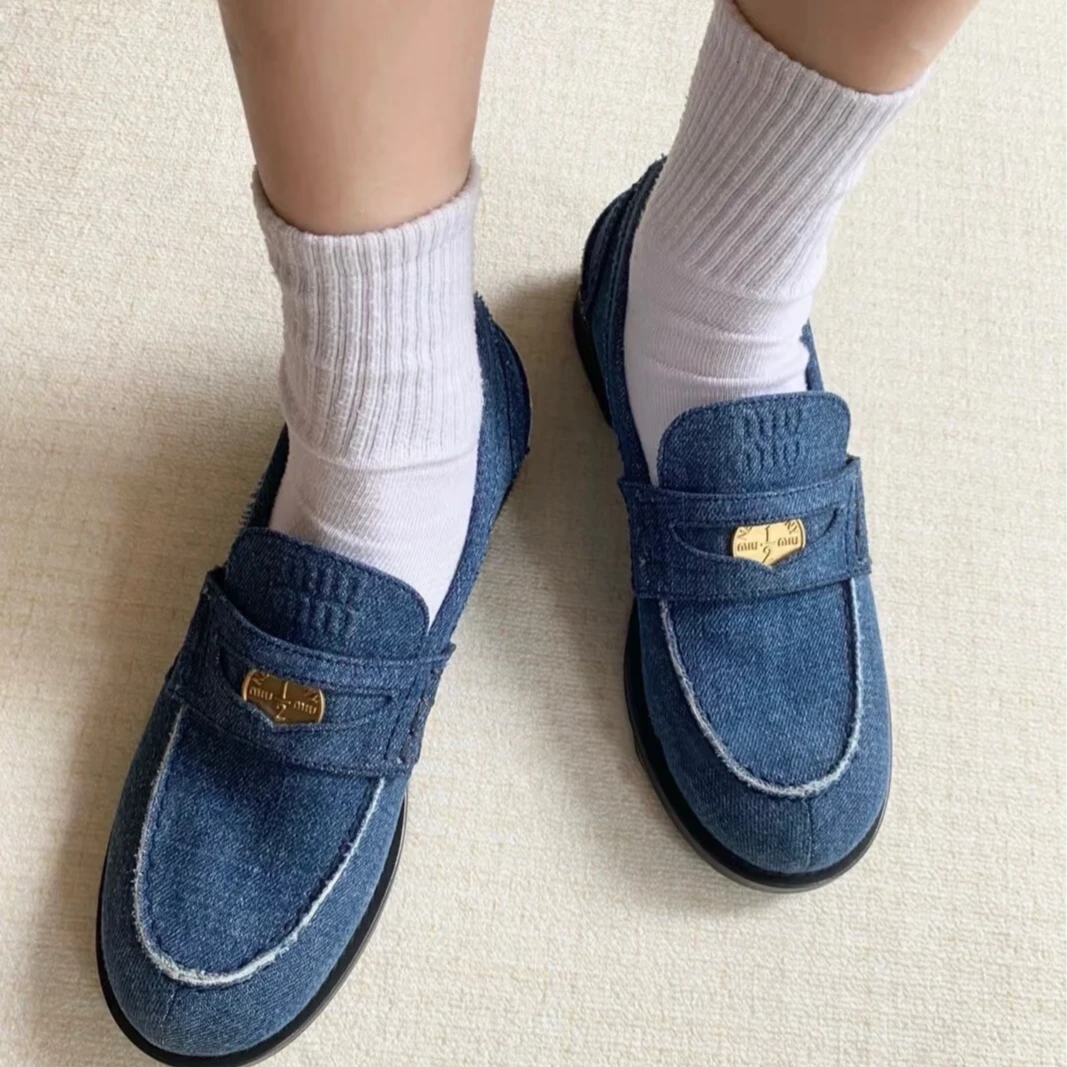 未使用 MIU MIU/缪缪 缪缪牛仔金币乐福鞋35码