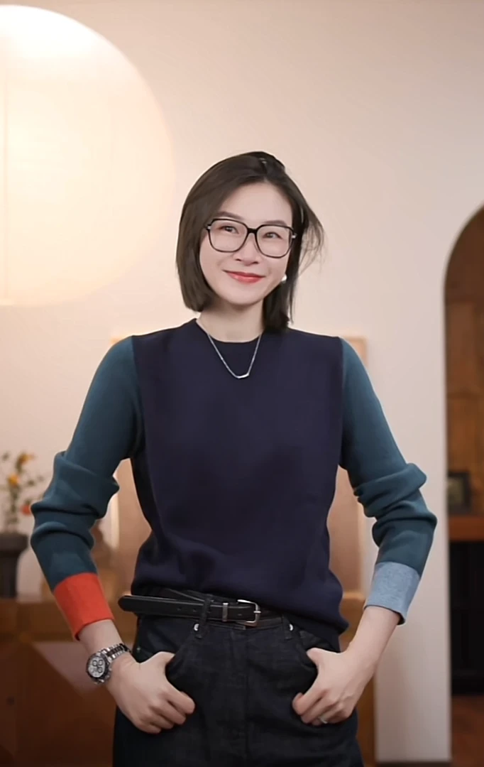 072 & RICE【无双】秋季休闲圆领拼色长袖针织衫 JH010-Z*