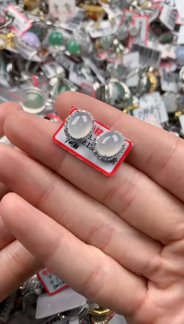 银S925镶嵌戒指翡翠444   3