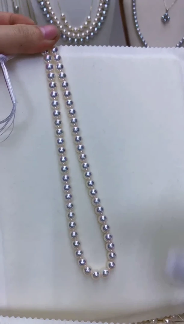 【闪购商品】海水珍珠饰品银S925镶嵌7-7.5满珠链·奶奶的脸·新