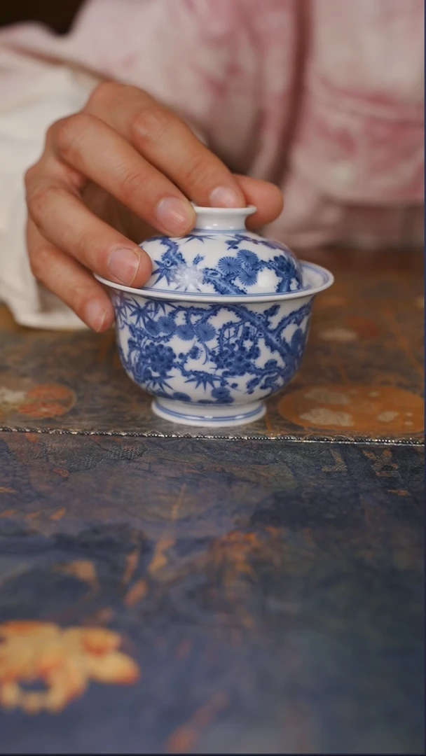 【闪购商品】杯沐茗古韵松竹梅盖碗