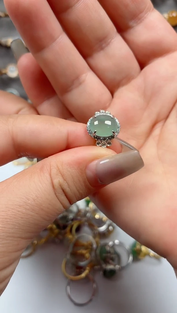 银S925镶嵌戒指翡翠.