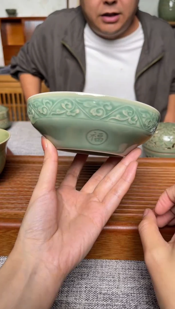 瓷器6英寸福字蒸碗1个  微瑕