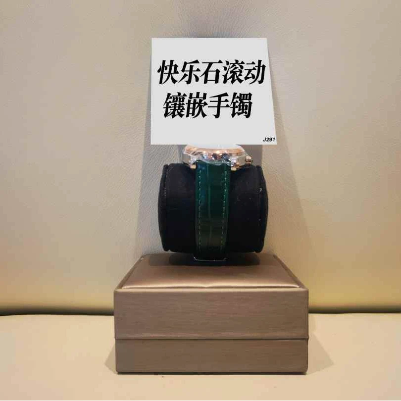 钛钢合成锆石手镯 快乐石滚动镶嵌手镯 ZF-J291