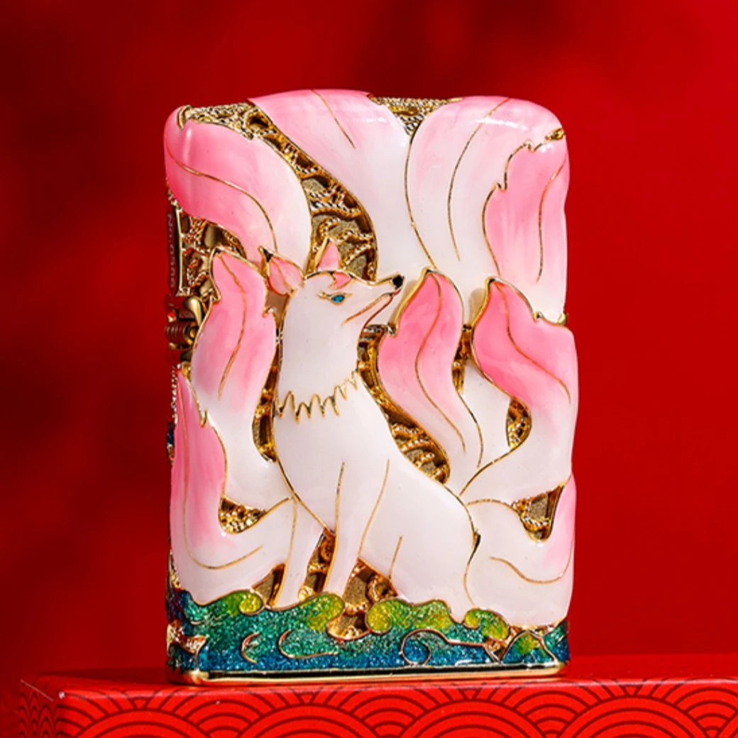 ZIPPO/之宝打火机正品-夜光九尾狐-花丝珐琅彩-国潮礼盒-PWJ1